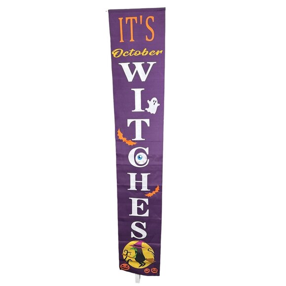 Lot of 2 Halloween Vinyl Wall Hangings‎ Purple Holiday Witches FLAW - Picture 1 of 6
